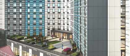 A rendering of the eight-story building at 1510 Broadway in Bedford-Stuyvesant, Brooklyn.